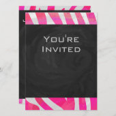 Zebra Hot Pink und Weiß mit Monogramm Einladung (Vorne/Hinten)