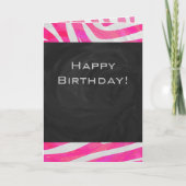Zebra Hot Pink und Weiß mit Monogramm Karte (Vorderseite)