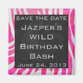 Zebra Hot Pink und Weiß mit Monogramm Magnet (Vorne)