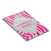 Zebra Hot Pink und Weiß mit Monogramm Notizblock (Rechte Seite)