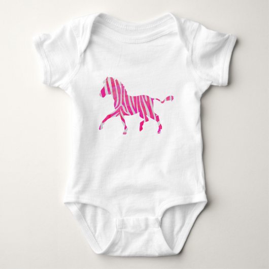 Zebra Hot Pink und White Silhouette Baby Strampler (Vorderseite)