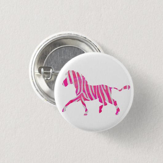 Zebra Hot Pink und White Silhouette Button (Vorne & Hinten)