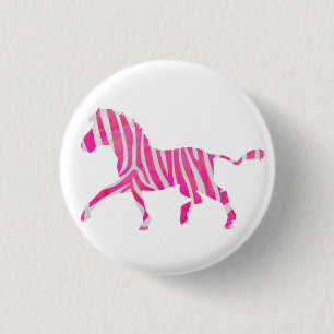 Zebra Hot Pink und White Silhouette Button