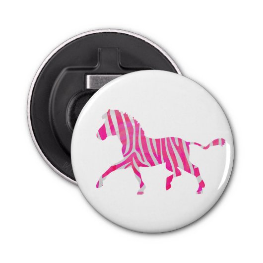 Zebra Hot Pink und White Silhouette Flaschenöffner (Vorderseite)