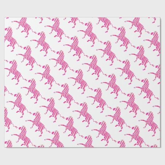Zebra Hot Pink und White Silhouette Geschenkpapier (Flach)