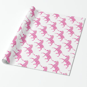 Zebra Hot Pink und White Silhouette Geschenkpapier
