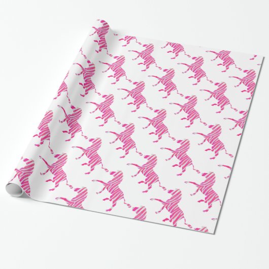 Zebra Hot Pink und White Silhouette Geschenkpapier (Ungerollt)