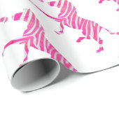 Zebra Hot Pink und White Silhouette Geschenkpapier (Rolleneckpunkt)