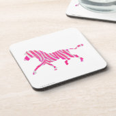 Zebra Hot Pink und White Silhouette Getränkeuntersetzer (Linke Seite)
