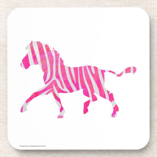 Zebra Hot Pink und White Silhouette Getränkeuntersetzer (Vorderseite)
