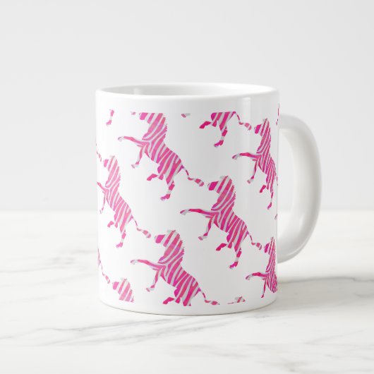 Zebra Hot Pink und White Silhouette Jumbo-Tasse (Vorderseite Rechts)