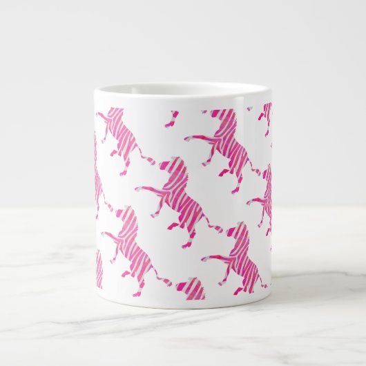 Zebra Hot Pink und White Silhouette Jumbo-Tasse (Vorderseite)