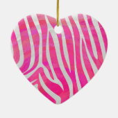 Zebra Hot Pink und White Silhouette Keramik Ornament (Hinten)