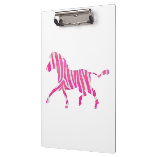 Zebra Hot Pink und White Silhouette Klemmbrett (Links)