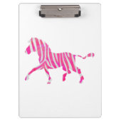 Zebra Hot Pink und White Silhouette Klemmbrett (Vorderseite)