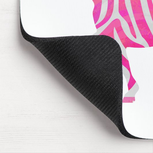 Zebra Hot Pink und White Silhouette Mousepad (Ecke)
