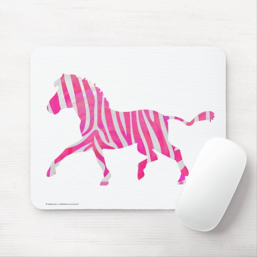 Zebra Hot Pink und White Silhouette Mousepad (Mit Mouse)