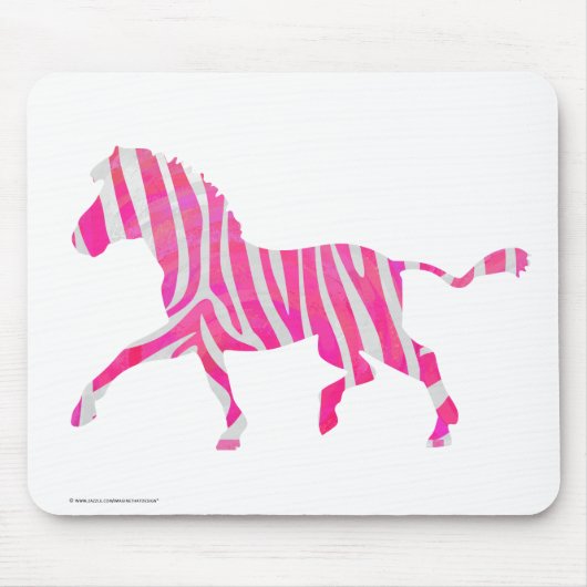 Zebra Hot Pink und White Silhouette Mousepad (Vorne)