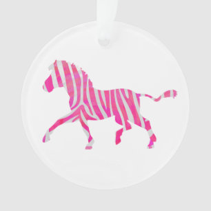 Zebra Hot Pink und White Silhouette Ornament