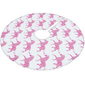 Zebra Hot Pink und White Silhouette Polyester Weihnachtsbaumdecke (Schrägansicht)
