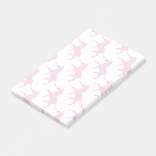 Zebra Hot Pink und White Silhouette Post-it Klebezettel (angewinkelt)