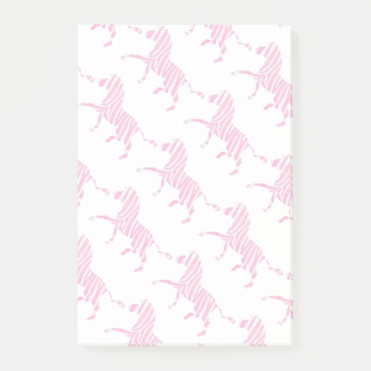 Zebra Hot Pink und White Silhouette Post-it Klebezettel (Vorderseite)