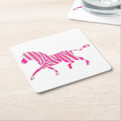 Zebra Hot Pink und White Silhouette Rechteckiger Pappuntersetzer (angewinkelt)