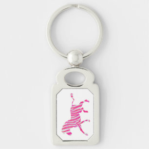 Zebra Hot Pink und White Silhouette Schlüsselanhänger
