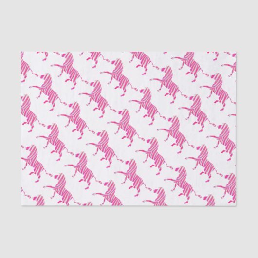 Zebra Hot Pink und White Silhouette Seidenpapier (Vorderseite)