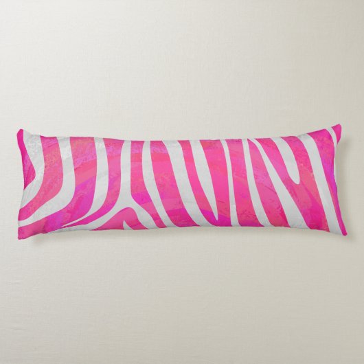 Zebra Hot Pink und White Silhouette Seitenschläferkissen (Rückseite)