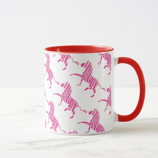 Zebra Hot Pink und White Silhouette Tasse (Rechts)