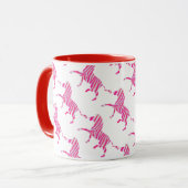 Zebra Hot Pink und White Silhouette Tasse (Vorderseite Links)