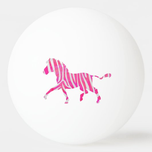 Zebra Hot Pink und White Silhouette Tischtennisball (Vorderseite)