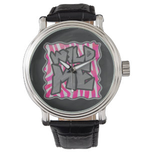 Zebra Hot Pink und White Wild Me Armbanduhr