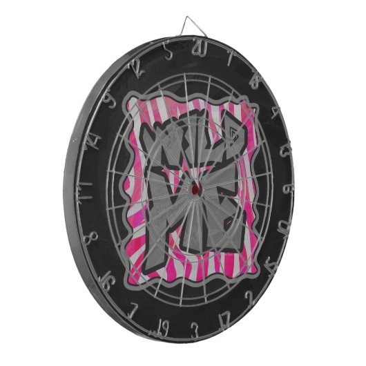 Zebra Hot Pink und White Wild Me Dartscheibe (Vorderseite Links)