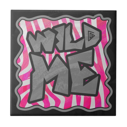 Zebra Hot Pink und White Wild Me Fliese (Vorderseite)