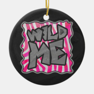Zebra Hot Pink und White Wild Me Keramikornament