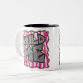 Zebra Hot Pink und White Wild Me Zweifarbige Tasse (Vorderseite Links)