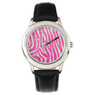 Zebra Hot Rosa und White Print Armbanduhr