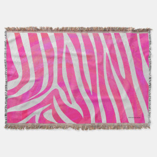 Zebra Hot Rosa und White Print Decke