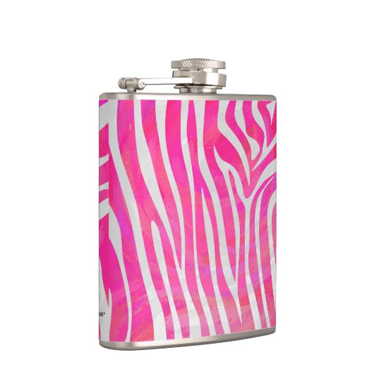 Zebra Hot Rosa und White Print Flachmann (Rechts)