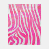 Zebra Hot Rosa und White Print Fleecedecke (Vorderseite)