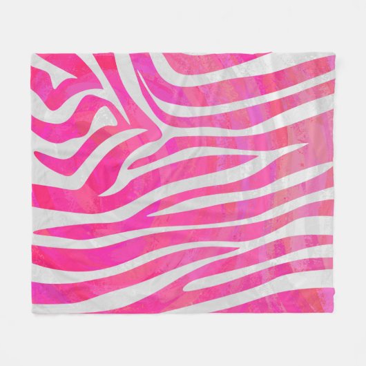 Zebra Hot Rosa und White Print Fleecedecke (Vorderseite (Horizontal))