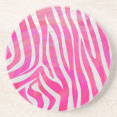 Zebra Hot Rosa und White Print Getränkeuntersetzer (Vorne)