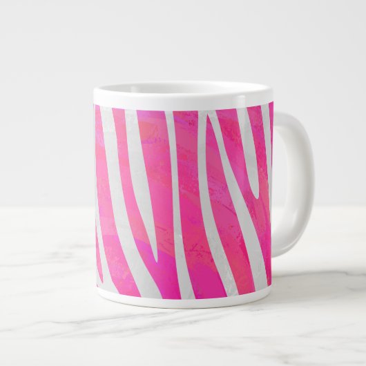 Zebra Hot Rosa und White Print Jumbo-Tasse (Vorderseite Rechts)