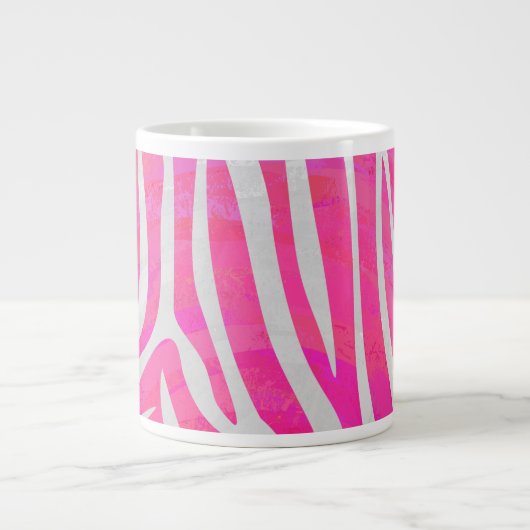 Zebra Hot Rosa und White Print Jumbo-Tasse (Vorderseite)
