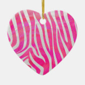 Zebra Hot Rosa und White Print Keramik Ornament (Vorne)