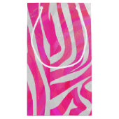 Zebra Hot Rosa und White Print Kleine Geschenktüte (Rückseite)