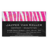 Zebra Hot Rosa und White Print Magnetische Visitenkarte (Vorderseite)
