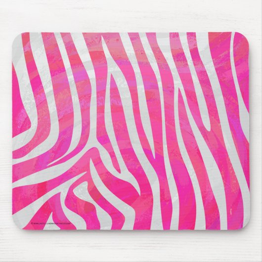 Zebra Hot Rosa und White Print Mousepad (Vorne)